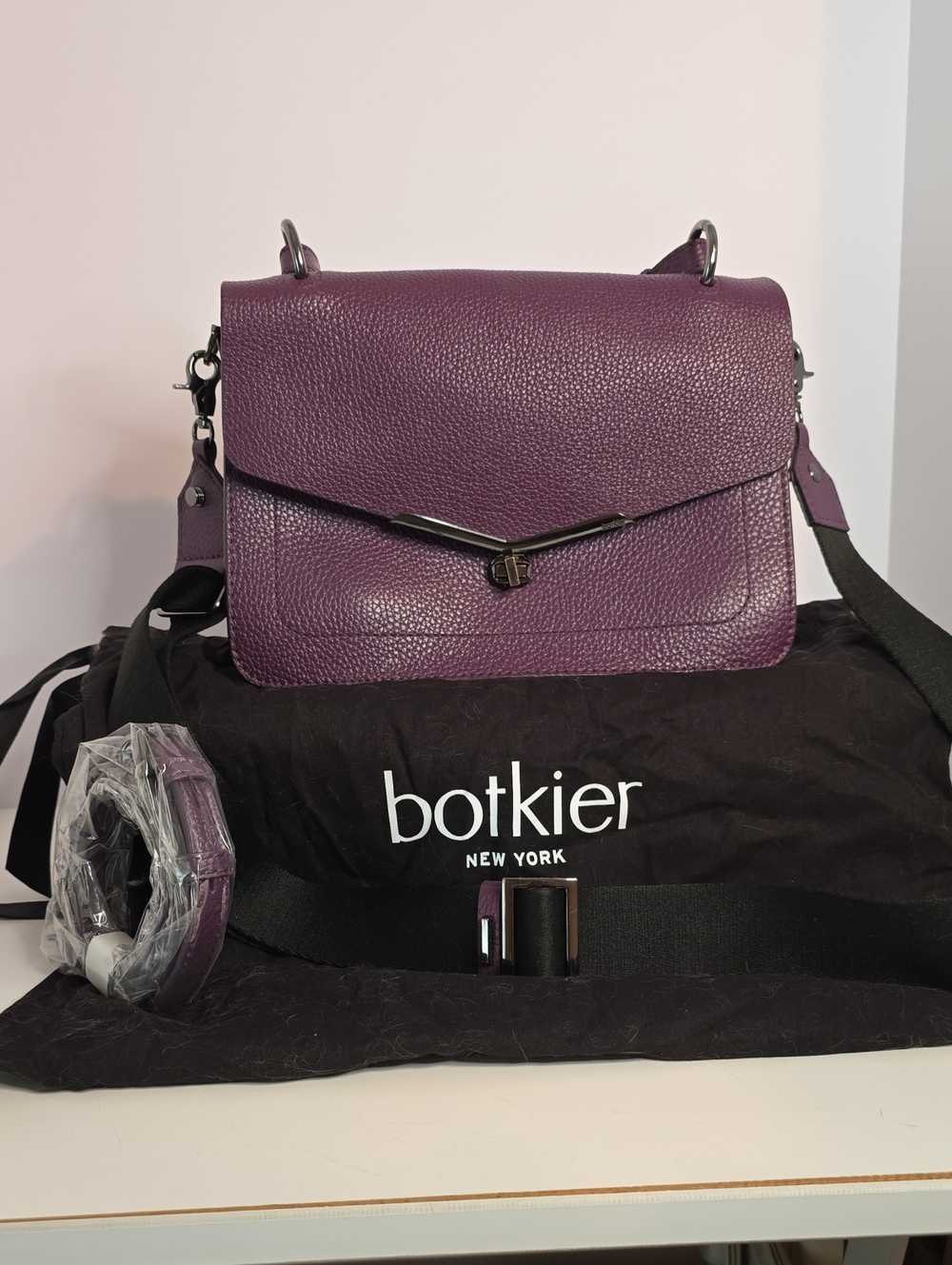 Botkier Purple Pebbled Leather Crossbody Shoulder Bag